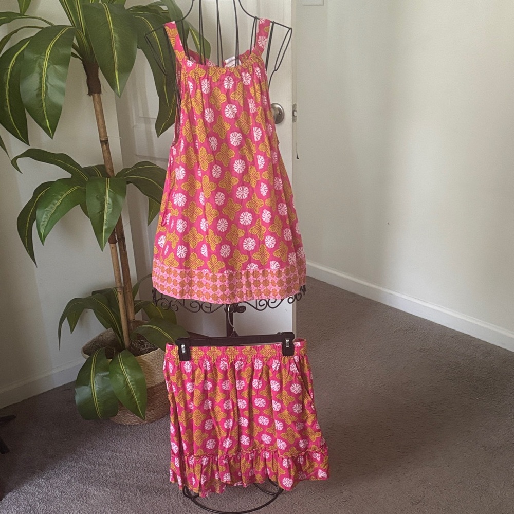 Vibrant Pink and Orange Dress Set